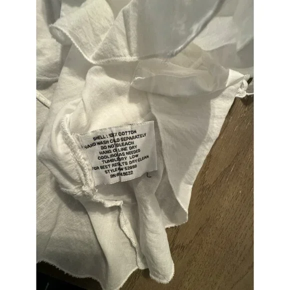 Walter Baker Eyelit flutter sleeve white Bib Collar Ruffle Shirt Small Coquette - Picture 10 of 11